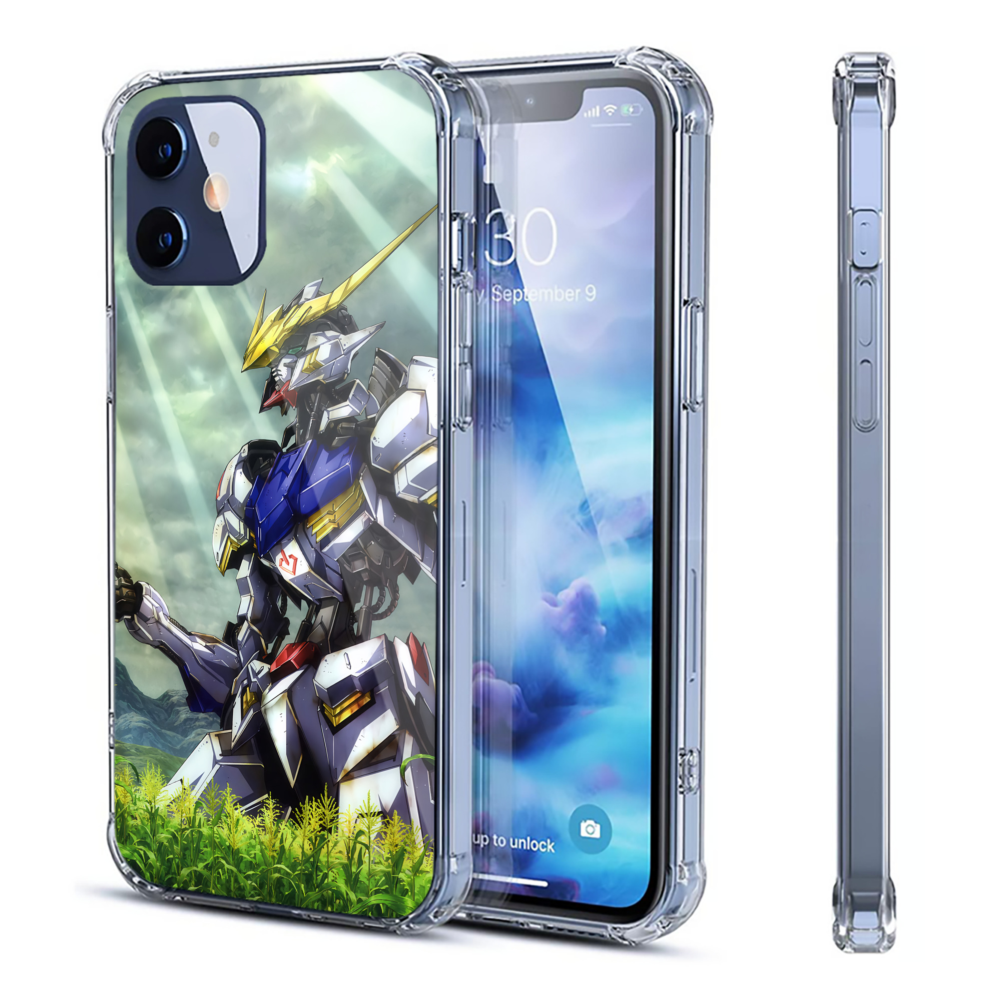 （画像用） 機動戦士ガンダム Mobile Suit Gundam 【iPhone 12シリーズ対応】透明スマホケース（クリアソフトケース）